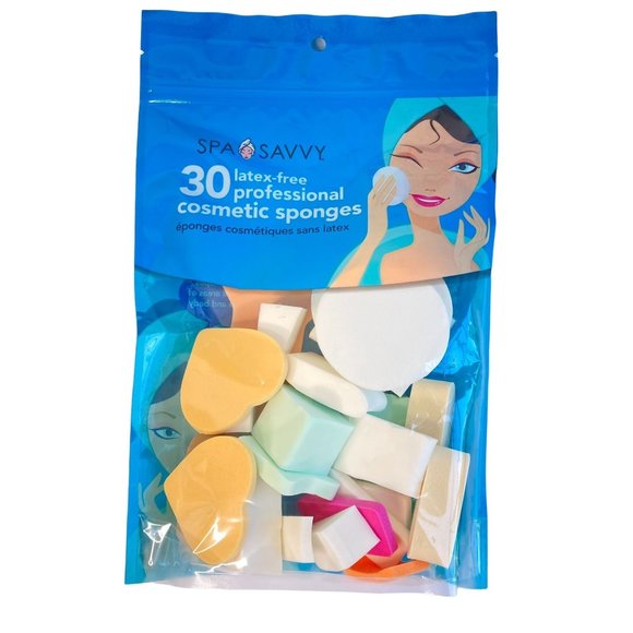 Spa Savvy Gift Pack 3 Razors 1 Hair Towel 30 Cosmetic Sponges Girls Gift Party - Picture 6 of 8